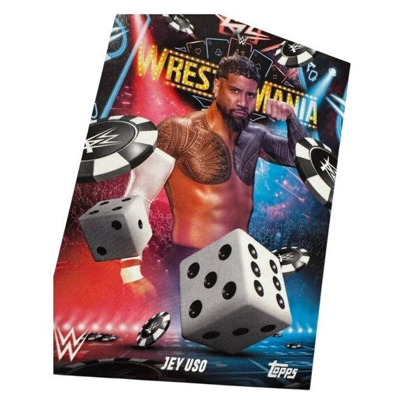 2025 Topps Wrestlemania 41 WWE WORLD Vegas Exclusive Card LE WM-14 JEY USO - Picture 3 of 4